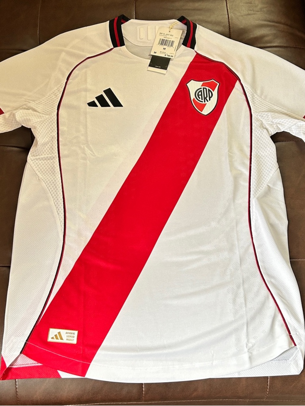adidas Men’s authentic White and Red Soccer Jersey with Diagonal Sash